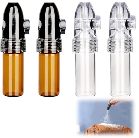 Hebterrka Juego de 4 botes de especias portátiles para acampar al aire libre, dispensador de especias con botón giratorio, salero y pimentero, almacenamiento de especias (6,8 cm x 1,5 cm)