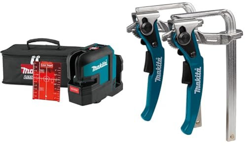 Makita Laser Croix 25 m 12 V CXT Li-Ion - En Sacoche - SK105DZ & Serre-Joints Rapide Pour Rail de Guidage 199826-6