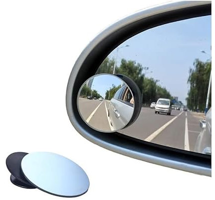 SKYSCRAPPER 2 Pcs Blind Spot Mirrors For Cars, 360° Rotate Sway Adjustable HD Glass Convex Mirror with Round Frameless Design to Optimize Rear View for Cars, SUVs, Trucks, and Traffic Safety