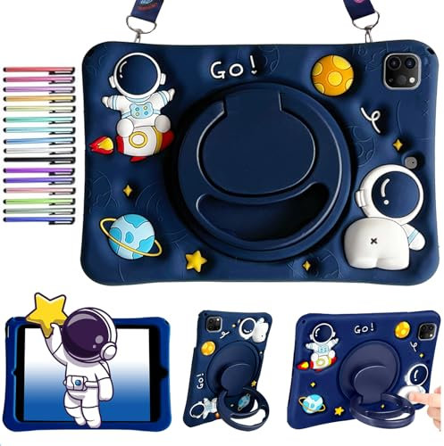 Funda Niños Compatible con iPad Air 11 Pulgadas 2024, iPad Air 6ª Generación, iPad Air 5ª/4ª Generación 10.9 Pulgadas 2022/2020, con Soporte Giratorio 360°, Correa para el Hombro
