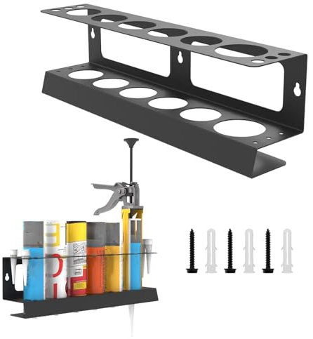 Estante para furgoneta, soporte de almacenamiento de tubo de silicona, soporte de calafateo manual montado en la pared, estante de almacenamiento de metal para taller, tienda, garaje, organizador de