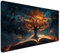 Gaming Mauspad XXL 600 x 300mm - XXL Mousepad groß Schreibtischunterlage mit Motiv - Verbessert Präzision und Geschwindigkeit Schreibtisch Unterlage - auch für Maus und Tastatur - Gelb (Baum) K-8