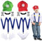 Umllpet Mario und Luigi Kostüm Damen Herren, Mario und Luigi Mütze Hosenträger Knöpfe Schnurrbart Handschuhe, Super Mario Kostüm, Mario Luigi Partnerkostüme Erwachsene Kinder für Karneval Kostüm