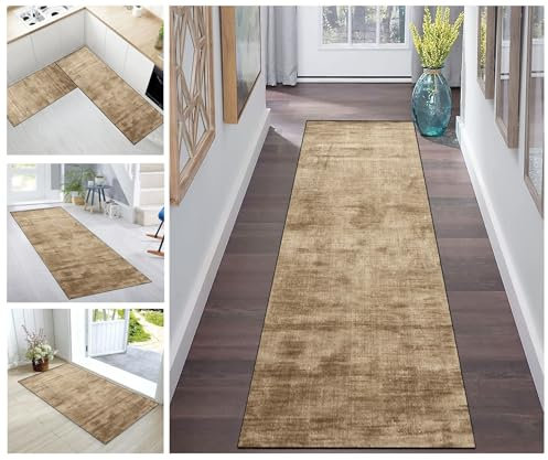 Korridor Teppich Flur Läufer Teppich Läufer Flur rutschfest Gold Korridor Küchenteppich Waschbar Meterware Teppichläufer Lang for Corridor Schlafzimmer Wohnzimmer Polyester Meterware Anpassbar
