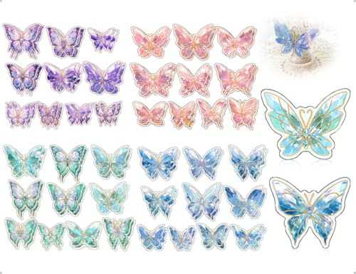 AOYEGIC 80 Stück Schmetterling Aufkleber Set,Kinder Glitzer Wasserfester Sticker,PET glitzersticker,Sammelalbum Zubehör,für Tagesplaner DIY Dekoration