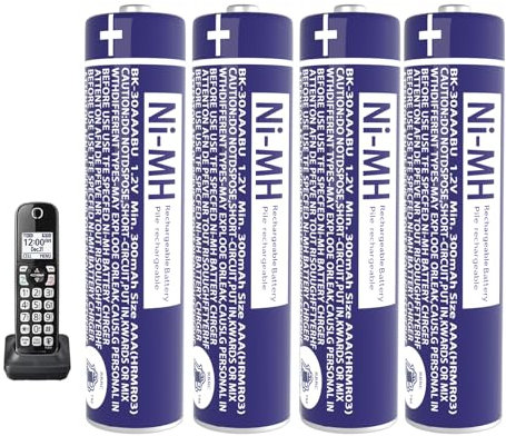 Lot de 4 Ni-MH Piles Rechargeables AAA 300mah 1,2v pour Téléphone Gigaset, Pile AAA 300mah Batterie téléphone Fixes pour Panasonic