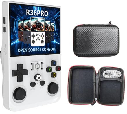 R36S Pro, nueva versión mejorada de la consola de juegos R36S, consola de juegos portátil, sistema Linux de código abierto, tarjeta TF de 64 GB, 15.000 juegos retro, consola de juegos retro (blanco)
