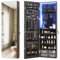 Vlsrka LED Schmuckschrank Hängend, Türspiegel/Wandspiegel Schmuckschrank, Schmuckschrank mit Spiegel Abschließbarer, Schmuckspielgelschrank mit 3 Farben Licht, Spiegelschrank mit Beleuchtung, Schwarz