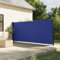 Myheimly Seitenmarkise, Wandmarkise mit PU-Beschichtung, Sichtschutz für Balkon Terrasse Garten, Windschutz Markise, Ausziehbar Polyester Blau,160 x 300 cm