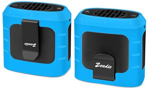 zeadio Portable Waist Clip Fan, 4 Speeds 10000mah Battery Operated Hands-free Wearable Necklace Fan With Charging and Lighting Function, for Hot Flashes Home Office Travel Outdoor Sports - Blue