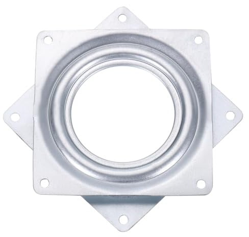 sourcing map 4 Bar Stool Swivel Replacement, 360° Rotation Lazy Susan Turntable, Square Ball Bearing Seat Swivel Base Mount Plate for Recliner Chair or Table, Silver (95x8mm)
