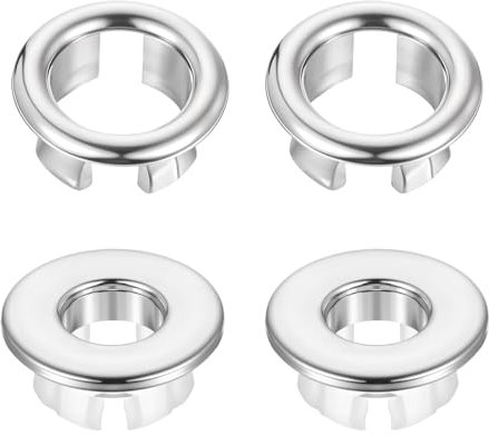 Classicseali 4 Stück Waschbecken Überlauf Abdeckung,Waschbeckenüberlauf Ring,Waschbecken Überlauf Ring für Badezimmer,Badewannenüberlauf Abdeckung,Overflow Cover,Robust Waschbecke Zubehör,Silber