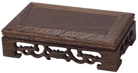 AHANDMAKER Wooden Display Stand Base 3.5x 5.9 Inch Rectangle Vase Riser Oriental Style Pedestal Stand Display Base for Vase, Flower Pots, Table Lamp, Fishbowl Collectibles Display Home Decoration