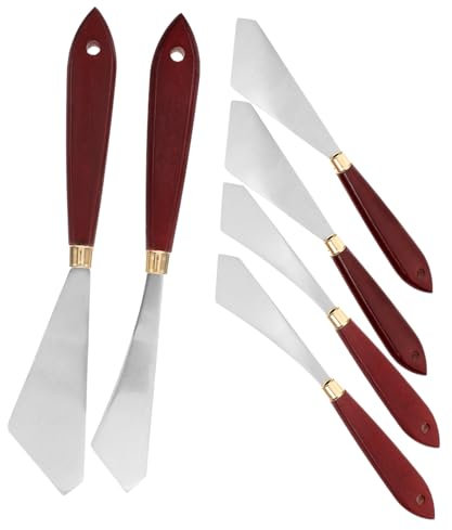 Housoutil 3 Set Spatole Per Pittura Metallo Con Manici Legno Strumenti Pratici Per Pittura Ad Olio E Tecniche 6 Pezzi*3