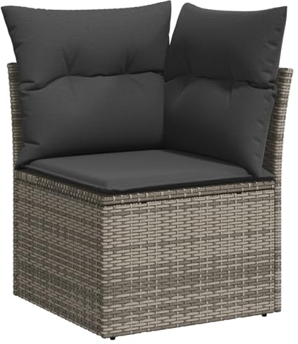 vidaXL Garten-Sofa-Set mit Kissen 9 pcs Grau 110 x 55 x 71 cm, Verstellbare Rattan-Lounge, wetterfeste Garten-Couch, modulare Terrassenmöbel für chillige Stunden im Freien