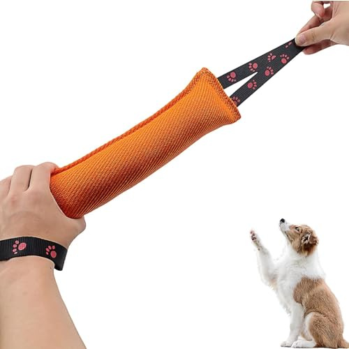 HASLED Beißwurst Hundespielzeug (30 cm) – Beisswurst für Hunde Orange | Beißwurst Hund - Sehr Robustes Hundespielzeug mit Handschlaufe für Training, Tauziehen & Hundespaß