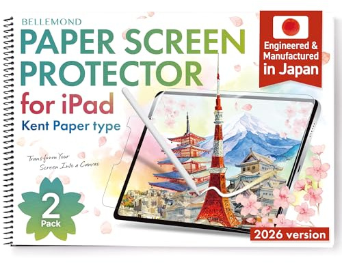 BELLEMOND Kent Paper Screen Protector for iPad Air 13 M4/M3/M2, 2 Pack | Made in Japan, Smooth Kent paper surface, Reduced pencil tip wear, Ideal for sketching, writing and note-taking