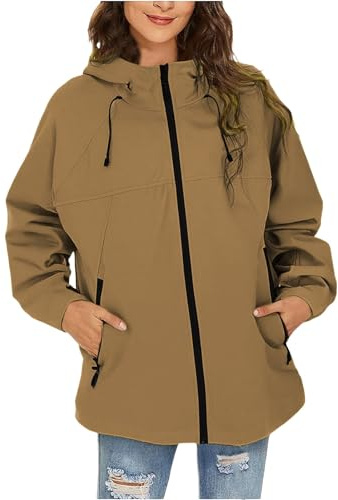 Veste de pluie pour femme - Imperméable - Coupe-vent - Légère - Softshell - Veste de cyclisme respirante - Veste de cyclisme - Veste demi-saison - Veste zippée - Grandes tailles - Veste softshell