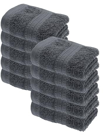 Julie Julsen® Bio Gästetuch-Set, 10 Gästetücher in 32 Farben erhältlich weich und saugstark Anthrazit 30x50 cm