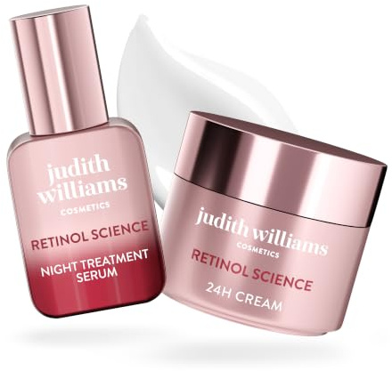 Judith Williams Cosmetics Retinol Set Gesichtscreme 50 ml & Serum 30 ml | 2-tlg., reife Haut, Anti Aging, glättend, straffend, revitalisierend, Hautbarriere stärkend, Retinol Science, Niacinamide