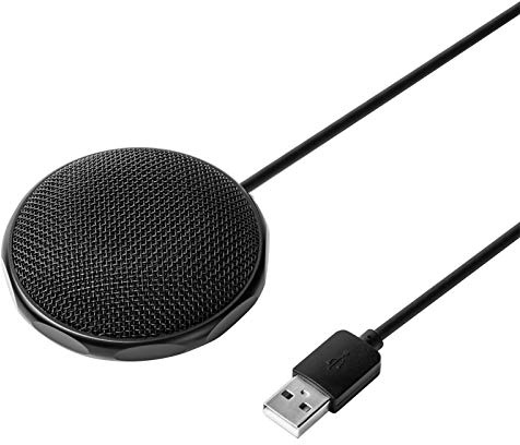 LINGDAV USB Omni - directional Condenser Microphone, Wired Mini Meeting Mic for PC Laptop, Plug and Play USB Conference Mic with Noise Filtering for Video Calls Recording Gaming