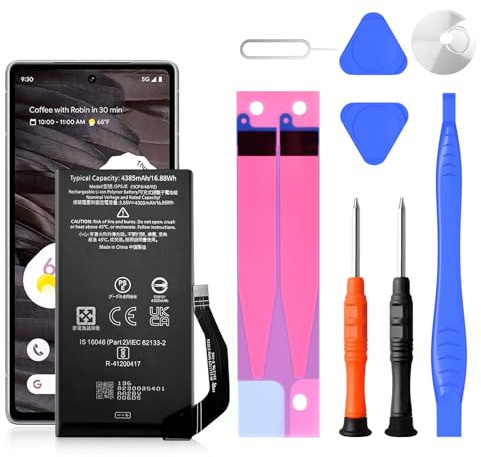 Battery for Pixel 7A, 4385mAh Battery Replacement Pixel 7a 6.1'' Model GWKK3, GHL1X, G0DZQ, G82U8 with Repair Tools