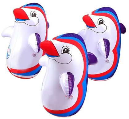 LALADEFIEE Aufblasbares Pinguinspielzeug im PVC, Cartoon Wackel | Kreatives Kippspielzeug, Ventiliertes Design, für Jungen und Männer, 3 Stück, Niedliche Form