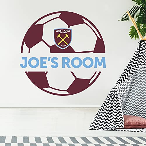 West Ham United Football Club Wandaufkleber, personalisierbar, mit Name und Ball und West Ham United Aufkleber, 90 cm