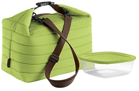 Guzzini, Grand Sac Isotherme A/Compartiment Fraicheur Handy, (Bag) 30 x 18 x h30 cm; (Container) 19,6 x 19,6 x h7 cm - 1400 cc, Vert Pomme