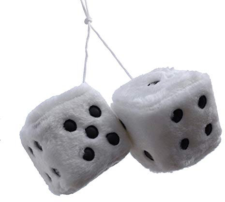Plüschwürfel EIN Paar Aufhängen Fuzzy Plüsch Würfel mit Punkten für Auto innen Ornament Dekoration 7.5cm, Schwarz/Weiß/Gelb/Rot