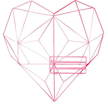 VOSAREA Organizador de exhibición de Fotos Colgando Arte Malla metálica Malla Rejilla Pared Estante Forma de corazón Decoración Colgante (Rosa)