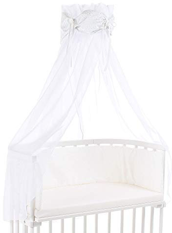 babybay Himmel Organic Cotton mit Schleife passend für die Modelle Original, Maxi, Boxspring, Comfort, Comfort Plus und Midi, weiß Glitzersterne diamantblau