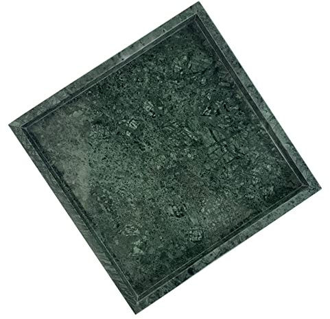 StonePlus Makeup-Organizer aus natürlichem echtem Marmor, quadratisch, für Rasierer, Handtuch, Zahnpasta, 25 x 25 x 3 cm, Grün