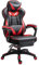 Vinsetto Ergonomischer Bürostuhl, Gaming Stuhl, Drehstuhl mit einziehbare Fußstütze und Verstellbarer Rücken Schaumstoff+PU-Leder+Metall, Schwarz+Rot, 65 x 70 x 118,5-128,5 cm
