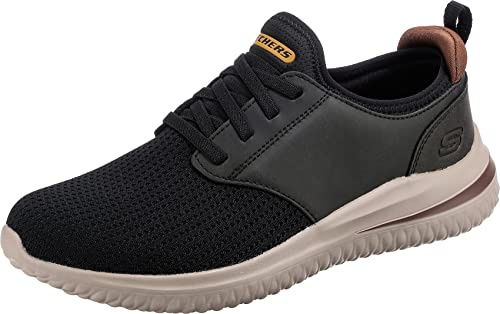 Skechers Men's Delson 3.0 Mooney Sneaker, Black Knitted Mesh, 10 UK