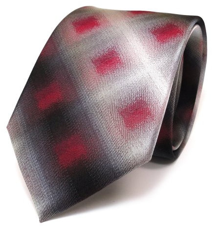 TigerTie Designer Seidenkrawatte in rot anthrazit grau schwarz kariert