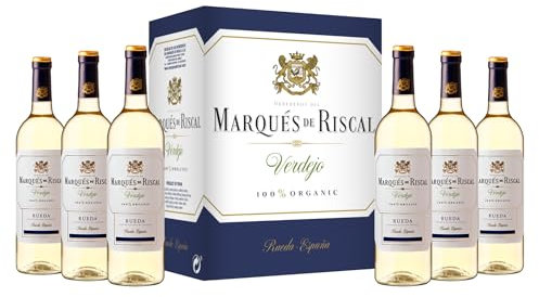 Marqués de Riscal Verdejo 100% Organic - Vino blanco Denominación de Origen Rueda, Variedad Verdejo - Caja de 6 botellas de 750 ml