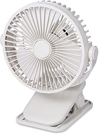 Slscyx Desktop fan, 7-inch clip-on fan, 3 speed settings, 360° free manual rotation, very suitable for home and office use. (Color : White)