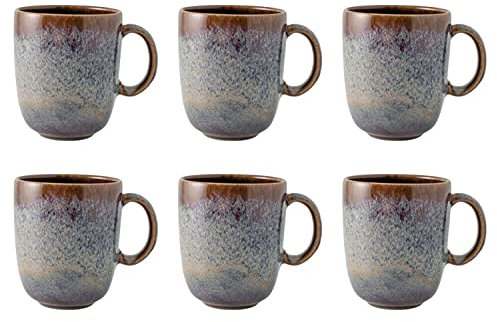 Villeroy & Boch like. by Lave Beige Becher mit Henkel 6er Set, 400 ml, Kaffeebecher mit einzigartiger Glasur, Skandinavisches Design, Steingut, Beige