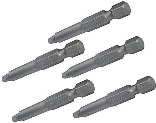 AERZETIX - C50092 - Satz von 5 - Schraubendreher bits vierkant - 1/4'' (6.3mm) SQ2 2.8x50mm - für schrauben mit vierkant abdruck - DIN 3126 - aus stahl S2 HRC 58-62
