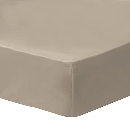 MATT & ROSE Drap Housse Uni 90x190 cm DRAGÉES DÉLICES | 100% Percale de Coton Bio GOTS | 71 Fils/cm² | Taupe | Oeko-TEX