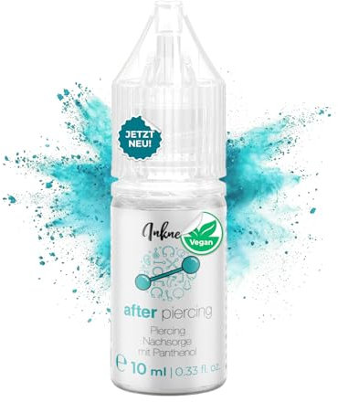 Inkness After Piercing Pflege Lotion 10ml - Unterstützt Piercing Entzündung & Heilung - Piercing Aftercare für Ohr Nase Bauchnabel mit 99% natürliche Inhaltsstoffen + D-Panthenol & Hamamelis