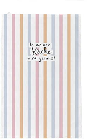 Grafik-Werkstatt Geschirrtuch | 100% Baumwolle | Trockentuch Küche mit lustigem Spruch | Küche tanzen