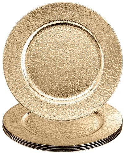 Kingrol 6 Pack 13 Inch Gold Charger Plates, Round Dinner Chargers, Heavy Duty and Reusable Decorative Plates for Wedding Party, Elegant Place Setting, Glam Table Decor
