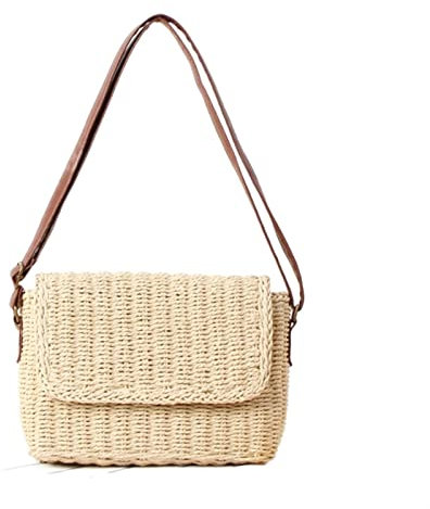 SYT-MD Sac en Paille, Sacs d'été élégant Summer Sac à bandoulière Sac à bandoulière en Tricot à la Main for Femmes Sacs (Color : Beige)