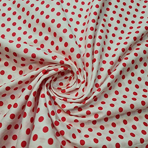 Textile Station Polka Dot Collection Stoff aus 100 % Baumwolle, zum Nähen, Basteln, Punkte, Rose & Hubble (1 m, Rot 3 mm)