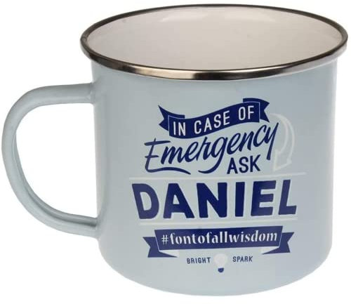 FabFinds Coffee Mug Personalised Enamel Tea Cup (Daniel)