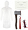 Costume de psycho pour adultes – Standard – Imperméable transparent, cravate rouge, fausse hache, carte de visite et faux sang – Déguisement d'Halloween pour homme