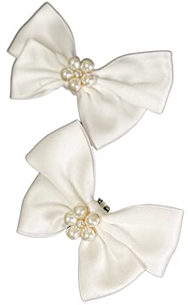Haveratio Elegante Schuhclips mit Schleife für Flache Schuhe, dekorative Schuhaccessoires, Clips, Damen, Hochzeit, Party, Schuhdekoration, Clips, weiß