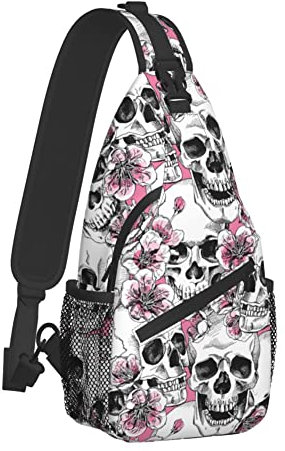 Fylybois Mehrzweck-Umhängetasche, Rucksack für Damen, Brusttasche, Tagesrucksack, Outdoor, Radfahren, Wandern, Reisen, totenkopf, mid, modisch